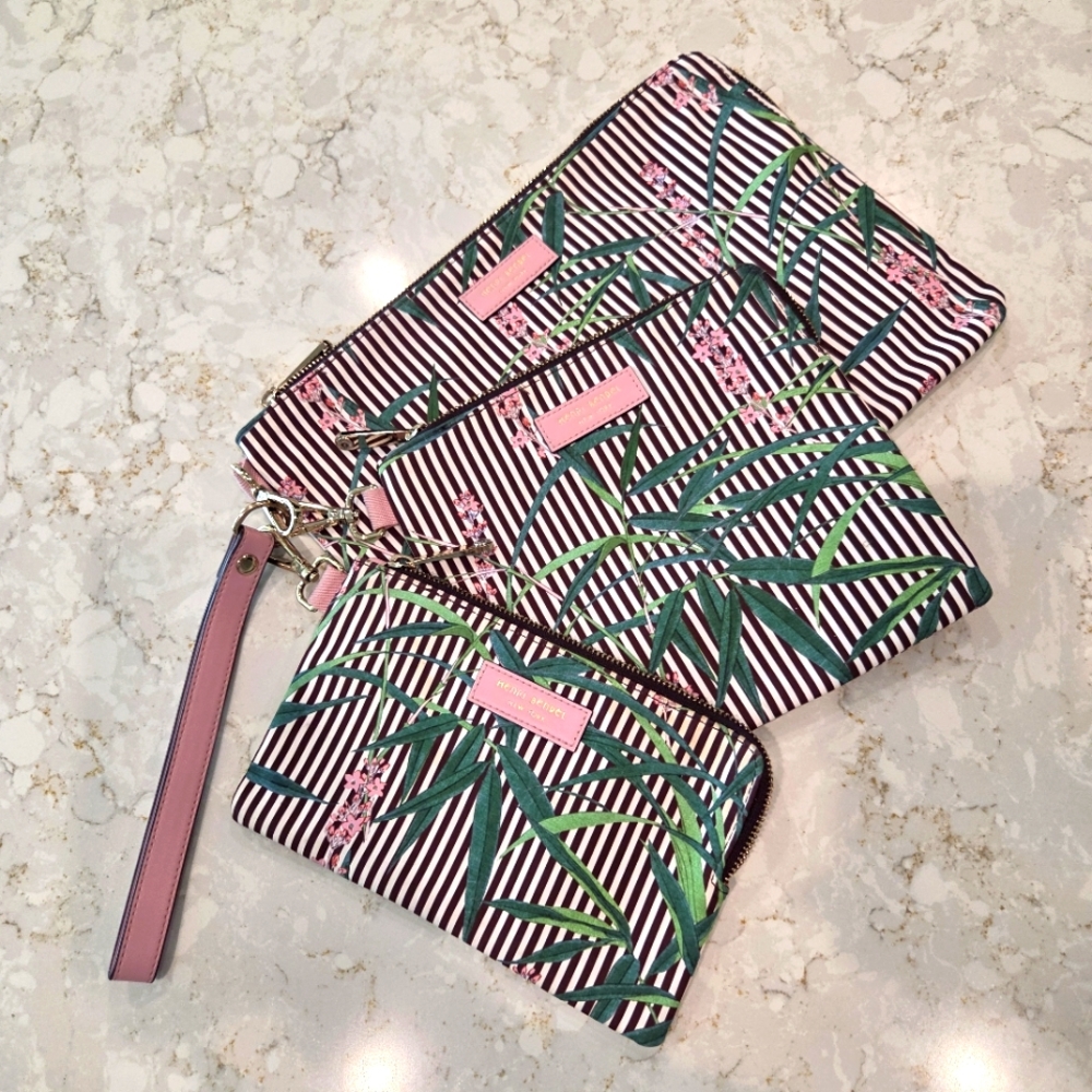 Henri Bendel Tropical Striped Tri Clutch/Pouch Set
